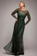 OMBRE SEQUIN BEADED FLARED LONG SLEEVE MAXI DRESS  BY GODDIVA DR4782