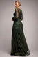 OMBRE SEQUIN BEADED FLARED LONG SLEEVE MAXI DRESS  BY GODDIVA DR4782