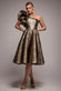 ONE SHOULDER FRILL JACQUARD SKATER MIDI DRESS DR4811