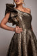 ONE SHOULDER FRILL JACQUARD SKATER MIDI DRESS DR4811
