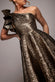 ONE SHOULDER FRILL JACQUARD SKATER MIDI DRESS DR4811