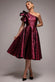 ONE SHOULDER FRILL JACQUARD SKATER MIDI DRESS DR4811