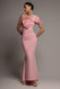 Organza Bow One Shoulder Scuba Crepe Maxi Dress DR4812