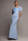 Organza Bow One Shoulder Scuba Crepe Maxi Dress DR4812