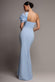 Organza Bow One Shoulder Scuba Crepe Maxi Dress DR4812