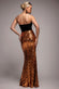 Scuba Crepe & Sequin Dipped Waist Strapless Maxi Dress DR4822