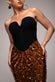 Scuba Crepe & Sequin Dipped Waist Strapless Maxi Dress DR4822