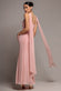 CROSS FRONT SCARF BACK CHIFFON MERMAID MAXI DRESS  BY GODDIVA DR4831