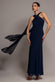 CROSS FRONT SCARF BACK CHIFFON MERMAID MAXI DRESS  BY GODDIVA DR4831