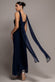CROSS FRONT SCARF BACK CHIFFON MERMAID MAXI DRESS  BY GODDIVA DR4831