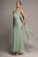 CROSS FRONT SCARF BACK CHIFFON MERMAID MAXI DRESS  BY GODDIVA DR4831