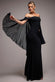 STRAPLESS MAXI DRESS WITH PLEATED CHIFFON CAPE DR4832