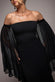 STRAPLESS MAXI DRESS WITH PLEATED CHIFFON CAPE DR4832