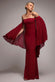 STRAPLESS MAXI DRESS WITH PLEATED CHIFFON CAPE DR4832