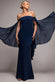 STRAPLESS MAXI DRESS WITH PLEATED CHIFFON CAPE DR4832