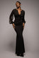 Chiffon Cuffed Balloon Sleeve Scuba Maxi Dress DR4840