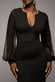 Chiffon Cuffed Balloon Sleeve Scuba Maxi Dress DR4840
