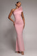 ONE SHOULDER ORGANZA FRILL PLEATED MERMAID MAXI DRESS BY GODDIVA DR4858