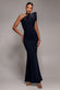 ONE SHOULDER ORGANZA FRILL PLEATED MERMAID MAXI DRESS BY GODDIVA DR4858