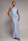ONE SHOULDER ORGANZA FRILL PLEATED MERMAID MAXI DRESS BY GODDIVA DR4858