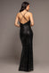 PLUNGE COWL CRISS CROSS BACK SEQUIN MAXI DRESS DR4868