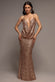 PLUNGE COWL CRISS CROSS BACK SEQUIN MAXI DRESS DR4868