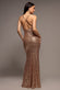PLUNGE COWL CRISS CROSS BACK SEQUIN MAXI DRESS DR4868