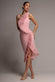 ONE SHOULDER PLEATED FAN MIDI DRESS BY GODDIVA DR4872