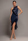 ONE SHOULDER PLEATED FAN MIDI DRESS BY GODDIVA DR4872