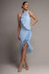 ONE SHOULDER PLEATED FAN MIDI DRESS BY GODDIVA DR4872