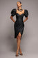 PUFF SLEEVE SWEETHEART MIDI DRESS BY GODDIVA DR4883