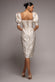 PUFF SLEEVE SWEETHEART MIDI DRESS BY GODDIVA DR4883