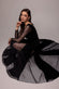 DOBBY MESH INSERT LONG SLEEVE A-LINE MAXI DRESS  BY GODDIVA DR4897
