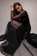 DOBBY MESH INSERT LONG SLEEVE A-LINE MAXI DRESS  BY GODDIVA DR4897
