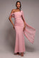 One Shoulder Cape Scuba & Chiffon Maxi Dress DR4899