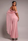 One Shoulder Cape Scuba & Chiffon Maxi Dress DR4899