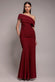 One Shoulder Pleated Bardot Fit And Flare Maxi Dress DR4909