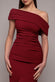 One Shoulder Pleated Bardot Fit And Flare Maxi Dress DR4909