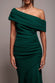 One Shoulder Pleated Bardot Fit And Flare Maxi Dress DR4909