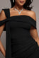 ONE SHOULDER TWISTED BARDOT ASYMMETRIC MERMAID MAXI DRESS DR4910