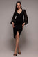 Scuba & Chiffon Balloon Sleeve Wrap Midi Dress DR4933