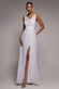 CHIFFON COWL TWISTED ROPE STRAP LACE-UP FLARED MAXI DRESS DR4937