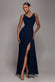 CHIFFON COWL TWISTED ROPE STRAP LACE-UP FLARED MAXI DRESS DR4937