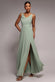 CHIFFON COWL TWISTED ROPE STRAP LACE-UP FLARED MAXI DRESS DR4937