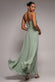 CHIFFON COWL TWISTED ROPE STRAP LACE-UP FLARED MAXI DRESS DR4937