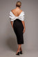 Off Shoulder Back Satin Bow Scuba Midi Dress DR4939