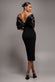 Off Shoulder Back Satin Bow Scuba Midi Dress DR4939