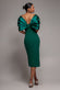 Off Shoulder Back Satin Bow Scuba Midi Dress DR4939