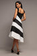 STRIPED CONTRAST ASYMMETRIC MIDI DRESS DR4947