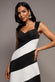 STRIPED CONTRAST ASYMMETRIC MIDI DRESS DR4947